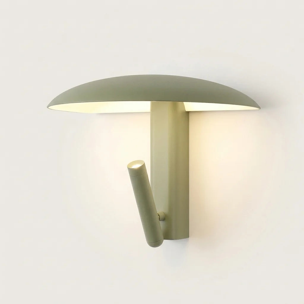 Applique murale champignon vert sauge avec liseuse orientable