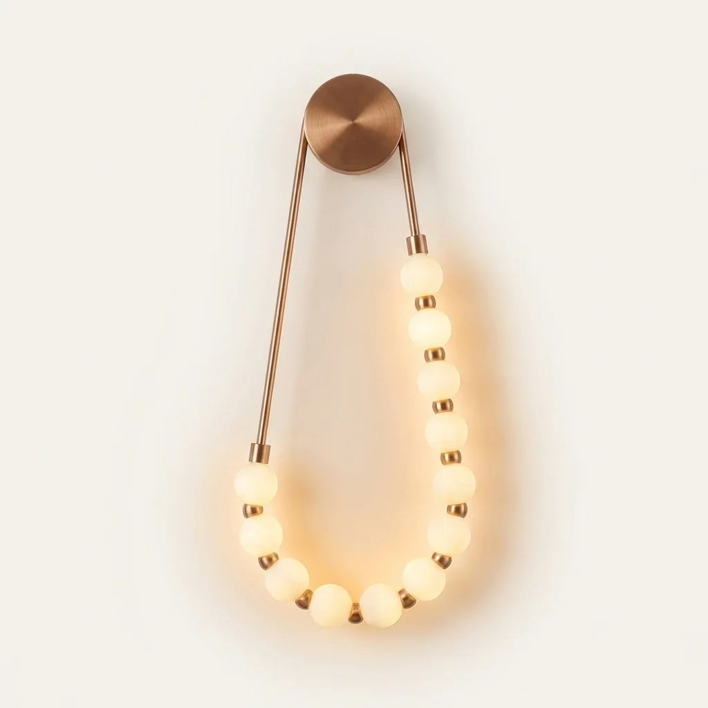 Applique murale collier de perles LED cuivre, orientation gauche