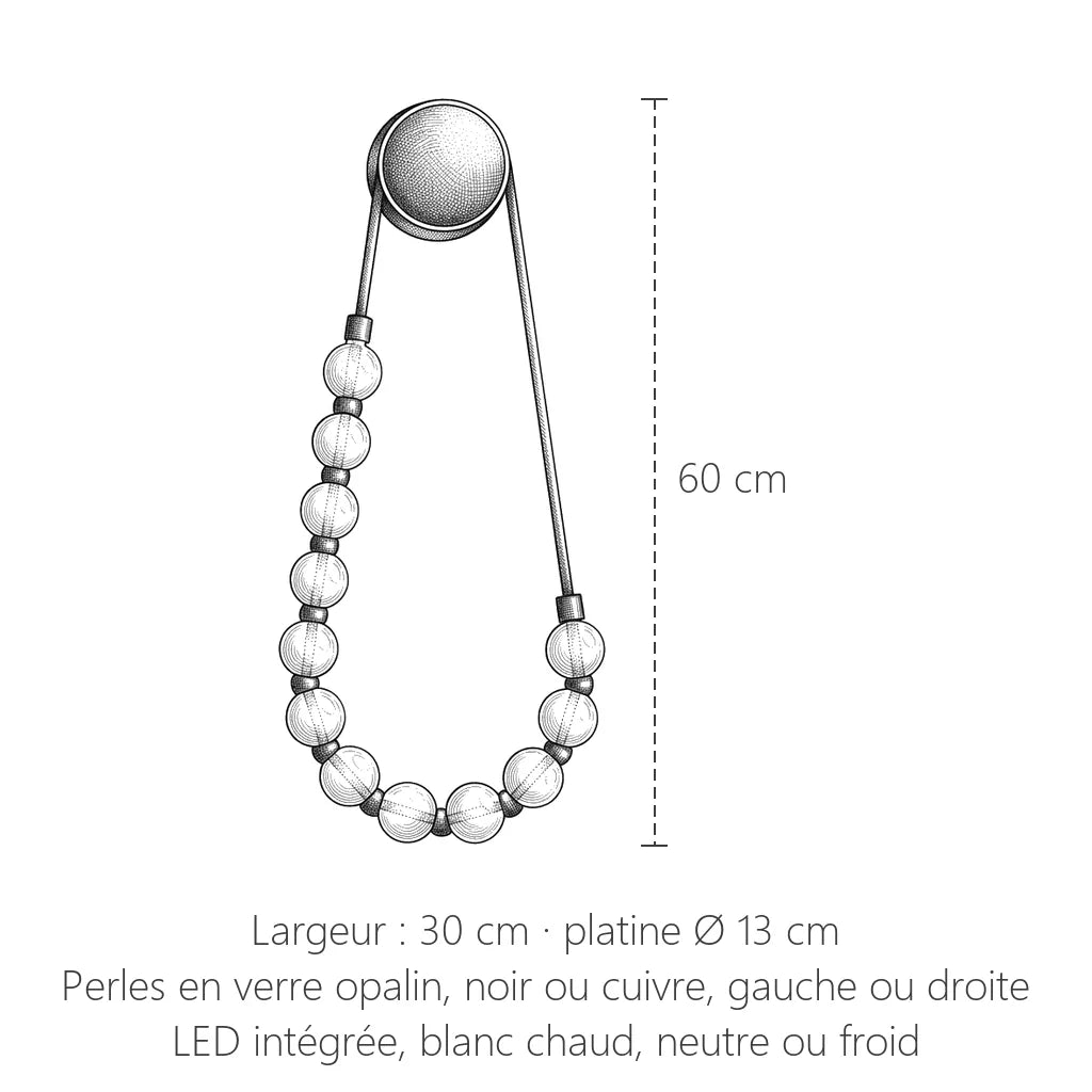 Dimensions de l'applique collier de perles : 60 x 30 cm