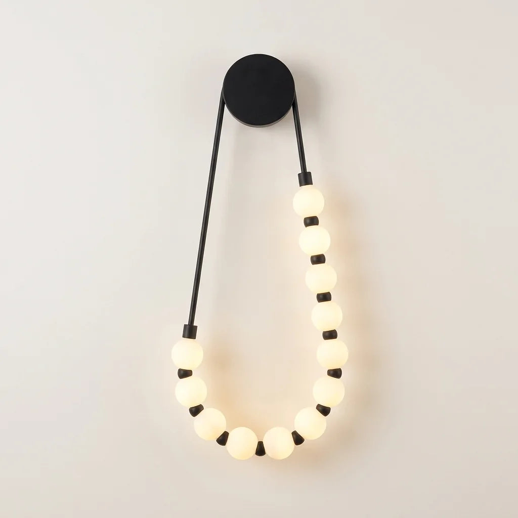 Applique murale collier de perles LED noire, orientation gauche
