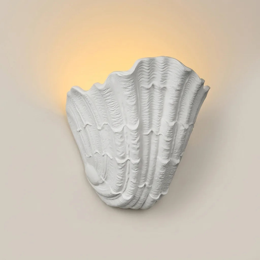 Applique murale coquillage en plâtre blanc, style B