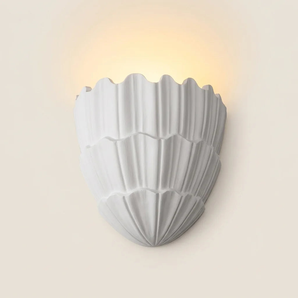 Applique murale coquille Saint-Jacques en plâtre blanc, style C