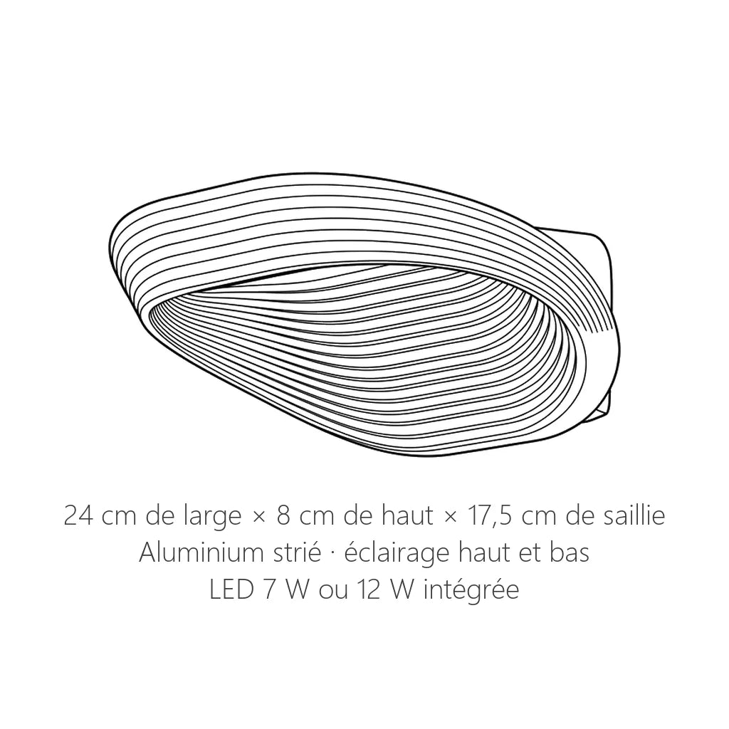 Dimensions de l'applique coquille striée : 24 × 8 × 17,5 cm