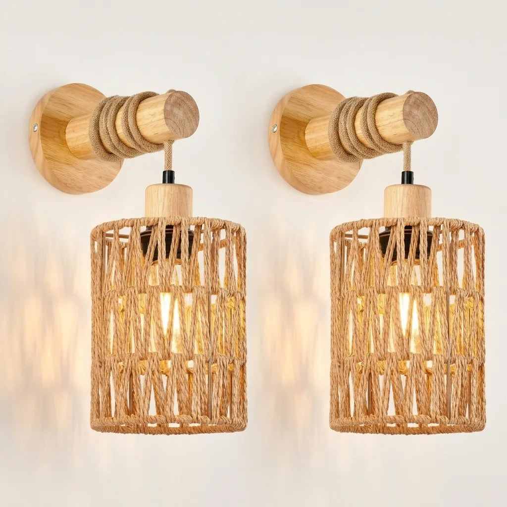 Lot de 2 appliques en corde de chanvre tressée