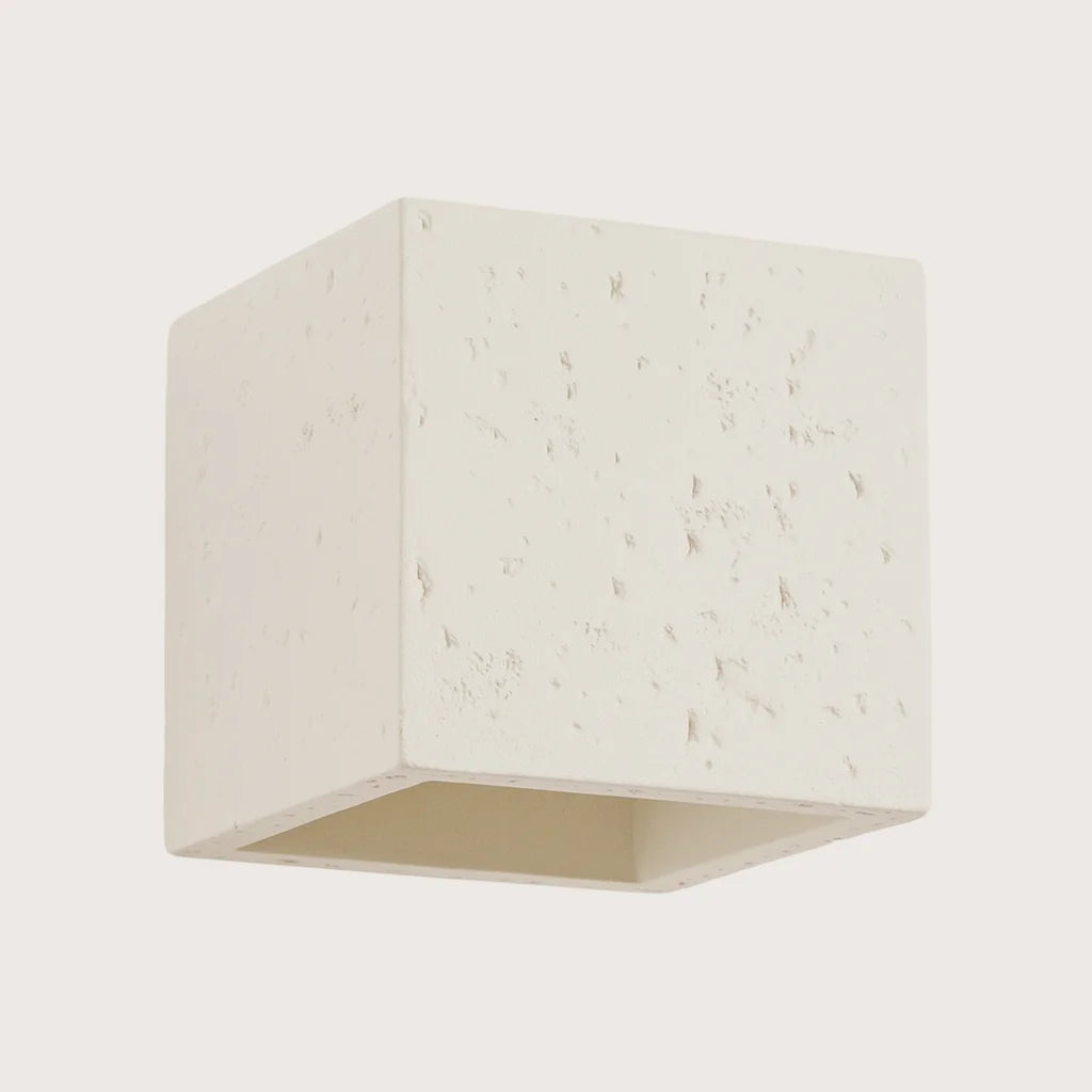 Applique murale cube haut et bas, coloris beige (1 lumière – béton)