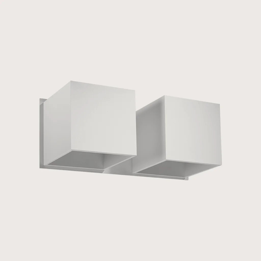 Applique murale cube haut et bas, coloris blanc (2 lumières – aluminium)