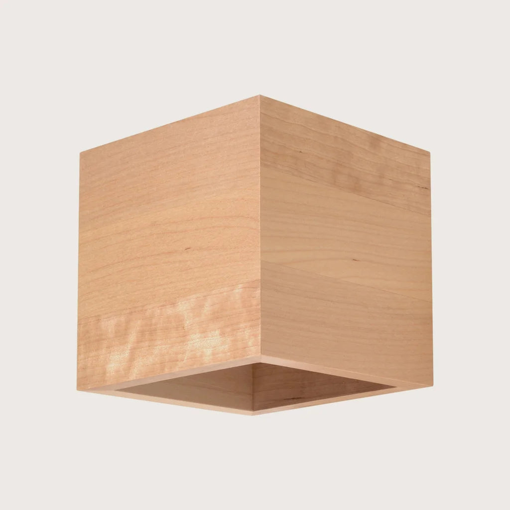 Applique murale cube haut et bas, coloris bois naturel (1 lumière – bois)