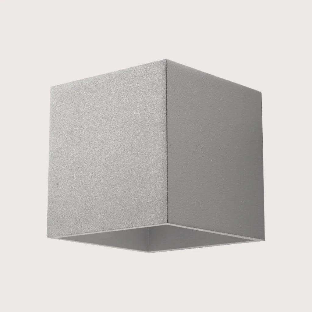 Applique murale cube haut et bas, coloris gris (1 lumière – aluminium)