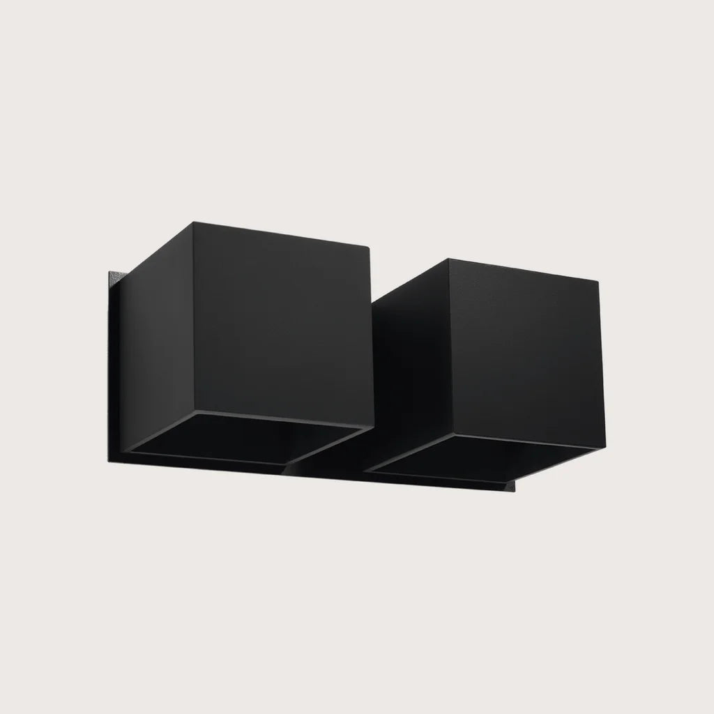 Applique murale cube haut et bas, coloris noir (2 lumières – aluminium)