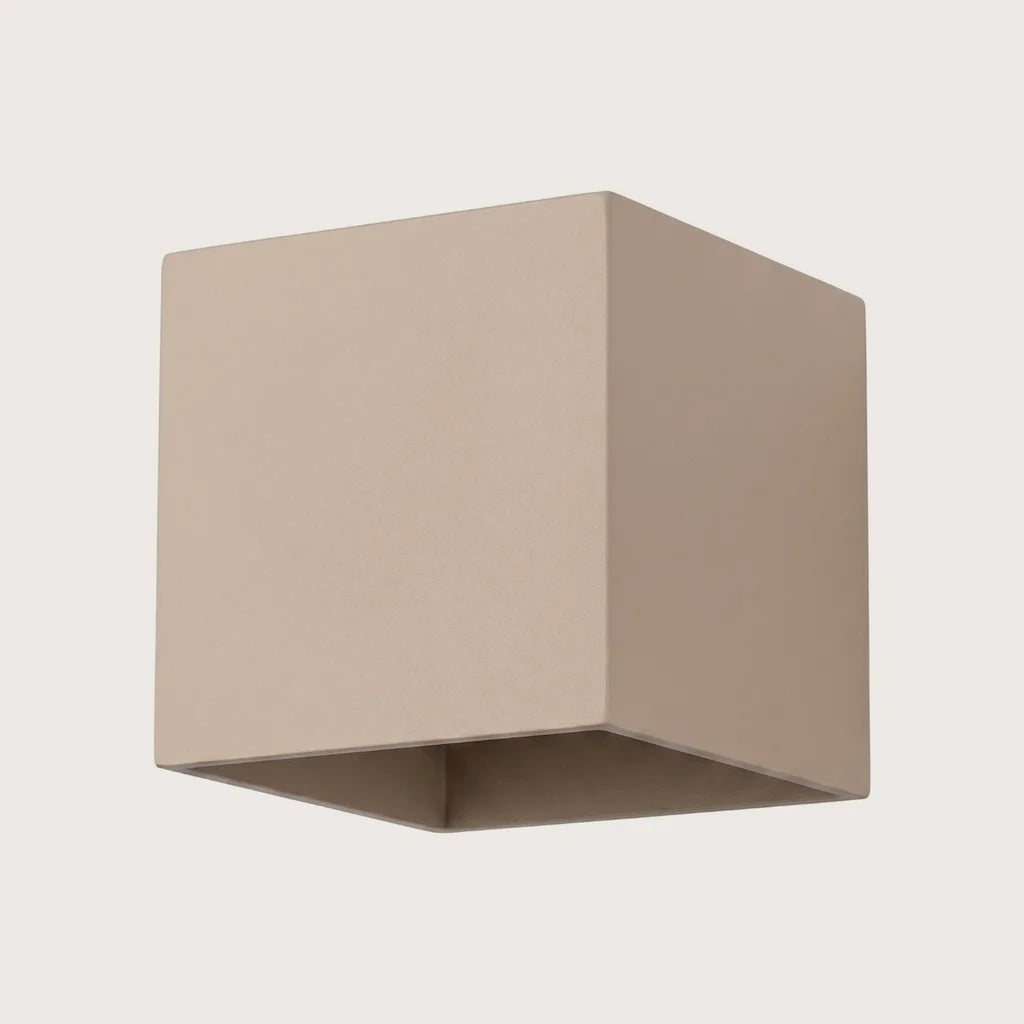Applique murale cube haut et bas, coloris taupe (1 lumière – aluminium)