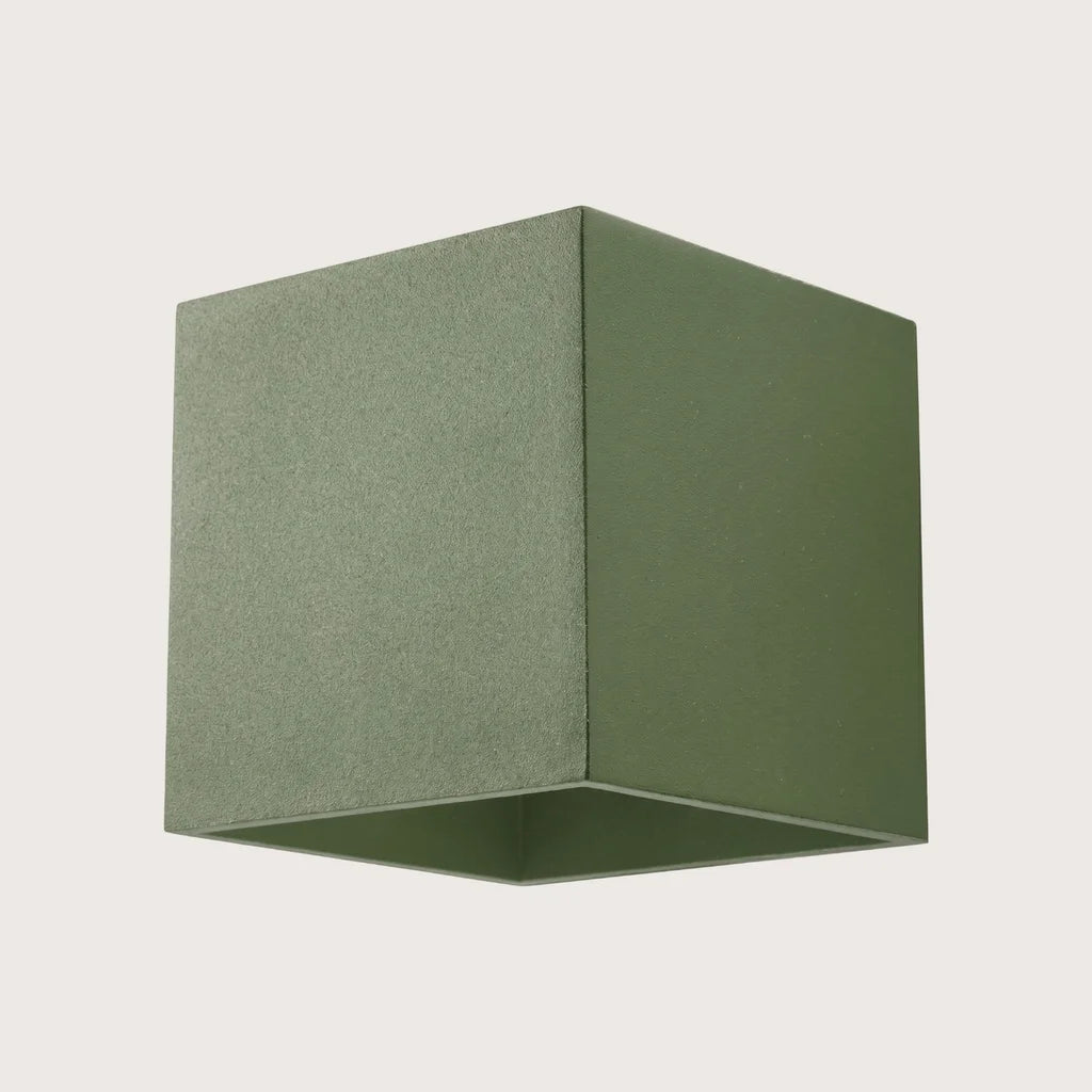 Applique murale cube haut et bas, coloris vert olive (1 lumière – aluminium)