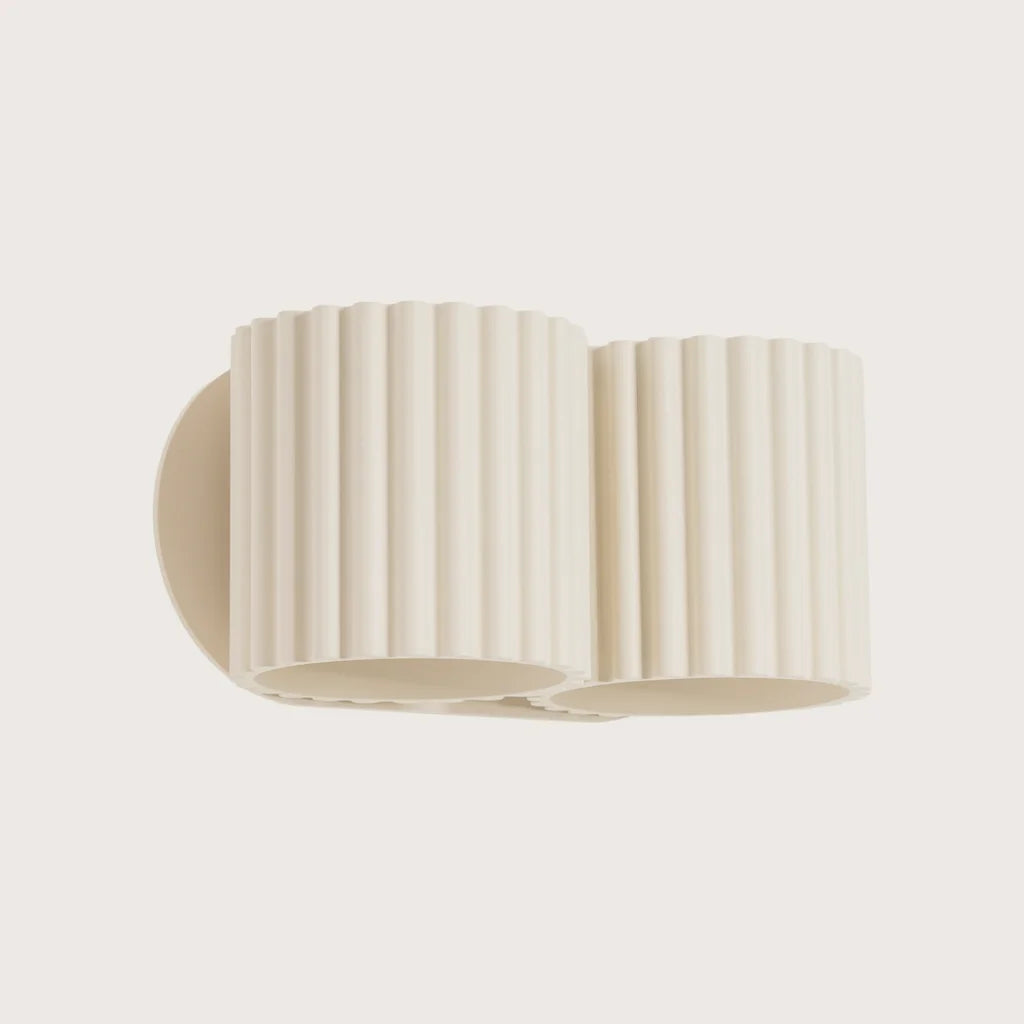 Applique murale cylindre cannelé, coloris beige (2 lumières – G9)