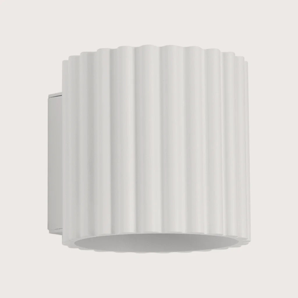 Applique murale cylindre cannelé, coloris blanc (1 lumière – G9)