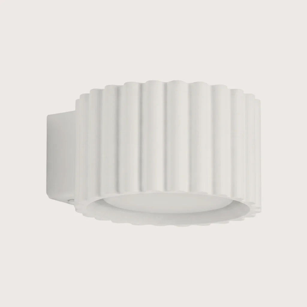 Applique murale cylindre cannelé, coloris blanc (1 lumière – GX53)