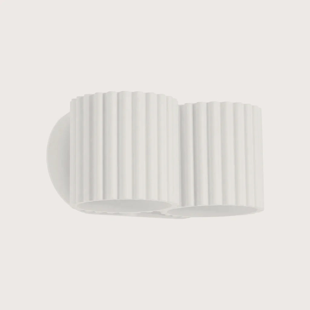 Applique murale cylindre cannelé, coloris blanc (2 lumières – G9)