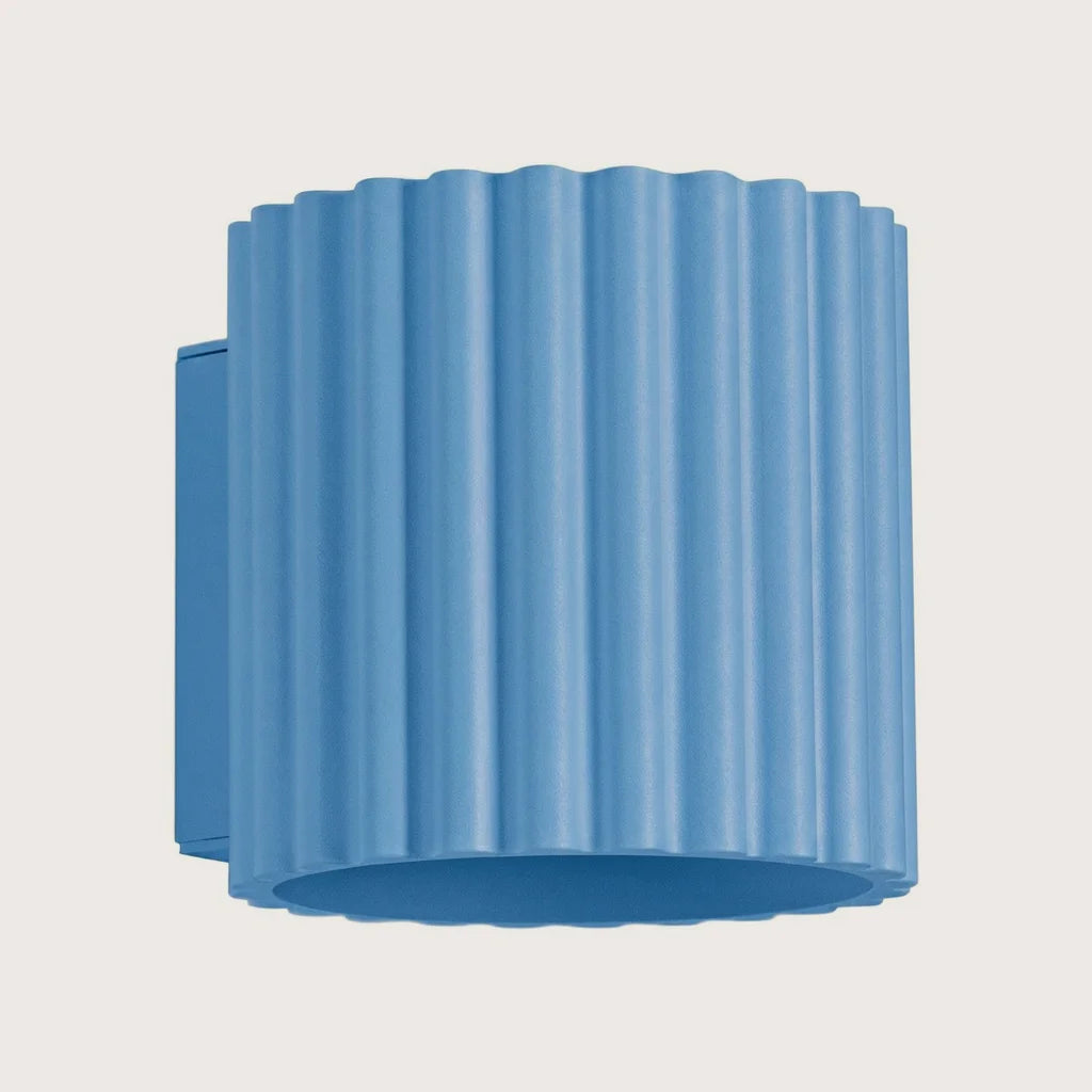 Applique murale cylindre cannelé, coloris bleu clair (1 lumière – G9)