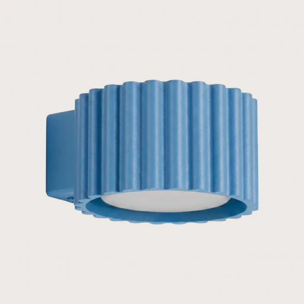 Applique murale cylindre cannelé, coloris bleu clair (1 lumière – GX53)