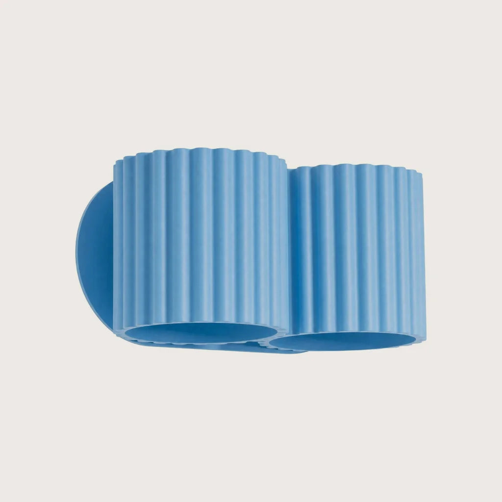 Applique murale cylindre cannelé, coloris bleu clair (2 lumières – G9)