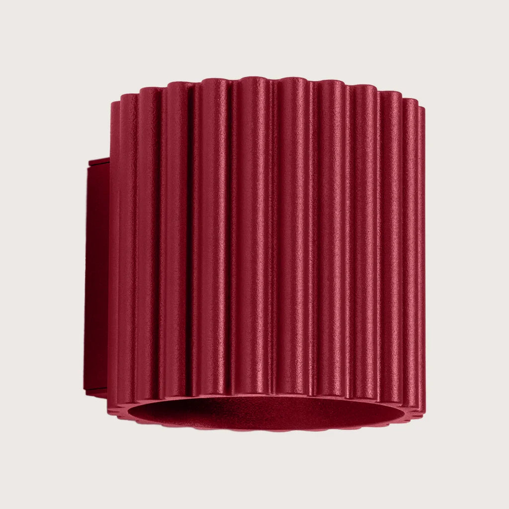 Applique murale cylindre cannelé, coloris bordeaux (1 lumière – G9)