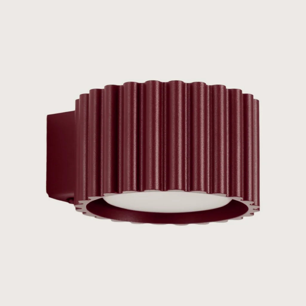 Applique murale cylindre cannelé, coloris bordeaux (1 lumière – GX53)