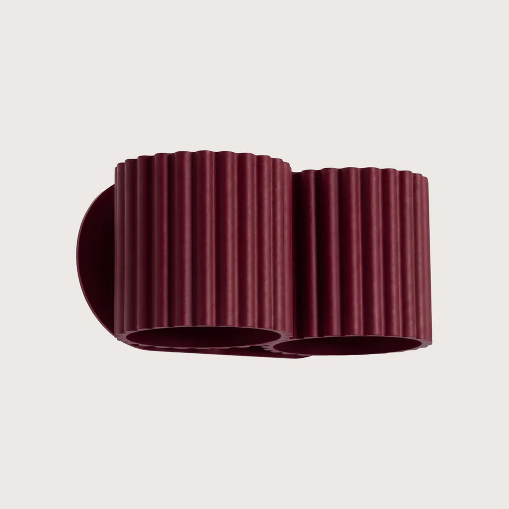 Applique murale cylindre cannelé, coloris bordeaux (2 lumières – G9)