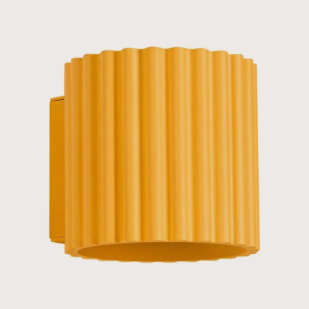 Applique murale cylindre cannelé, coloris jaune (1 lumière – G9)