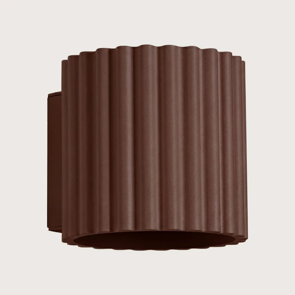 Applique murale cylindre cannelé, coloris marron (1 lumière – G9)