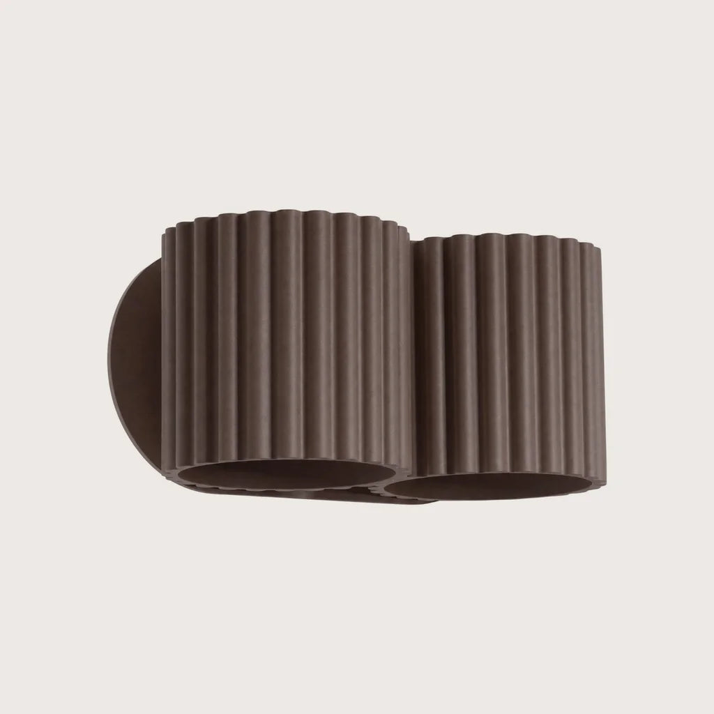 Applique murale cylindre cannelé, coloris marron (2 lumières – G9)