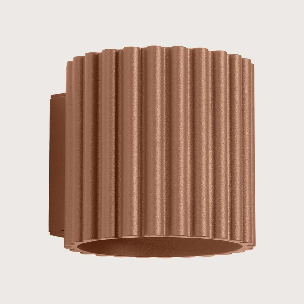 Applique murale cylindre cannelé, coloris moka (1 lumière – G9)
