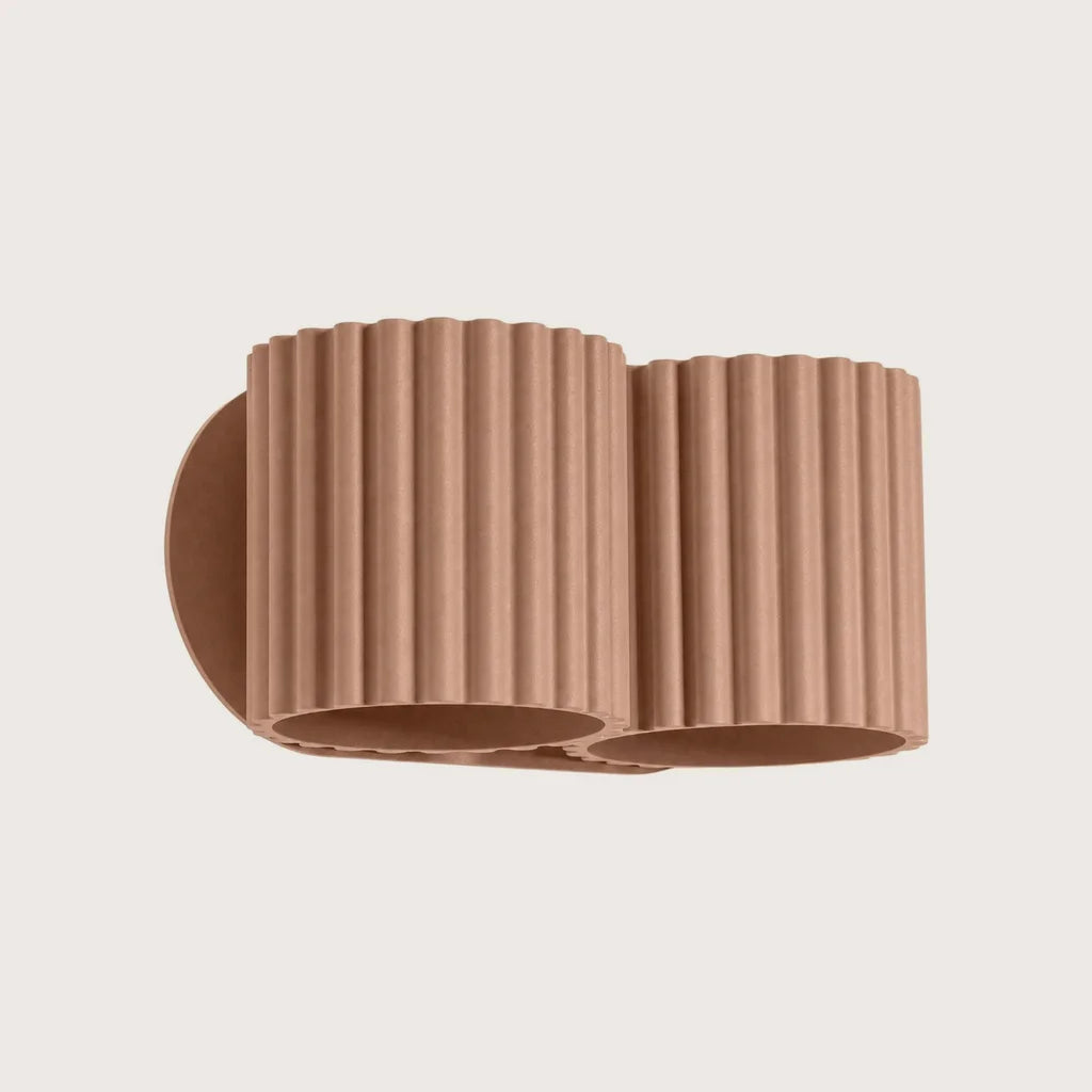 Applique murale cylindre cannelé, coloris moka (2 lumières – G9)