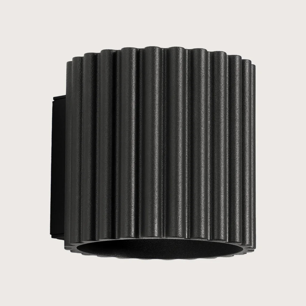 Applique murale cylindre cannelé, coloris noir (1 lumière – G9)