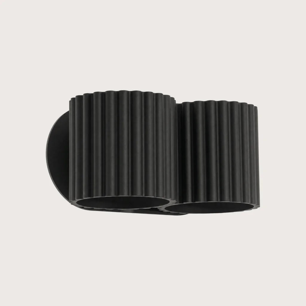 Applique murale cylindre cannelé, coloris noir (2 lumières – G9)
