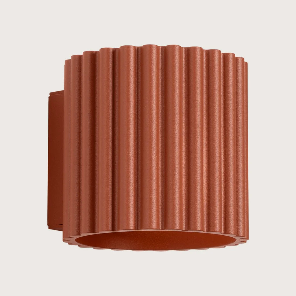 Applique murale cylindre cannelé, coloris ocre rouge (1 lumière – G9)