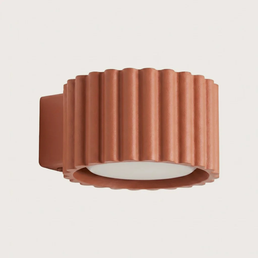 Applique murale cylindre cannelé, coloris ocre rouge (1 lumière – GX53)