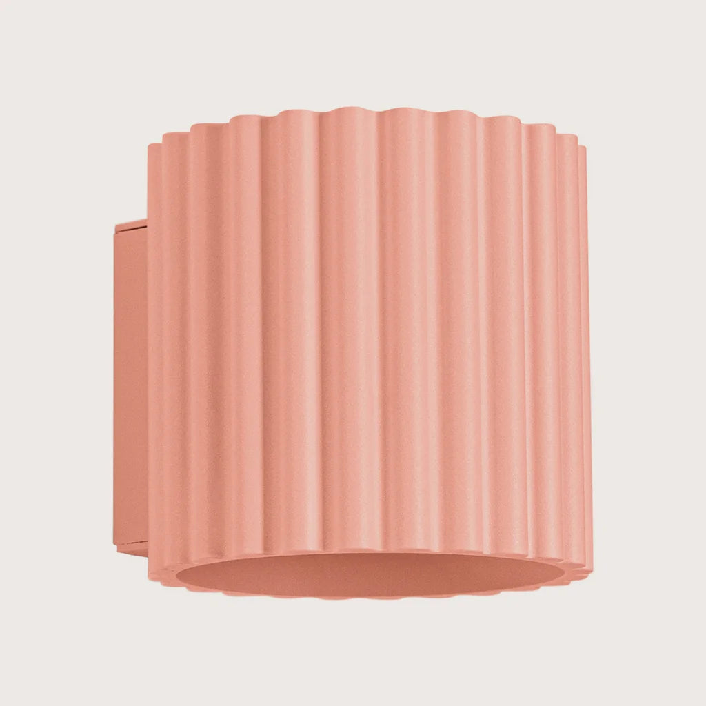 Applique murale cylindre cannelé, coloris pêche (1 lumière – G9)