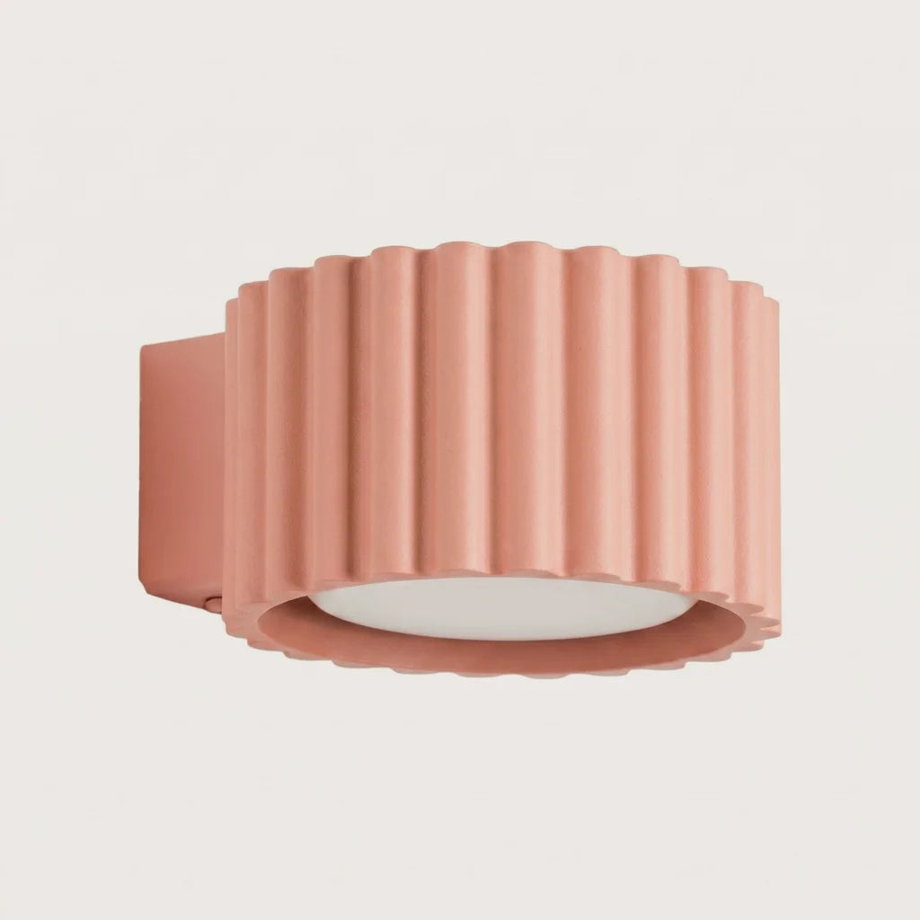 Applique murale cylindre cannelé, coloris pêche (1 lumière – GX53)