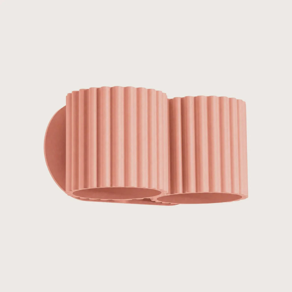 Applique murale cylindre cannelé, coloris pêche (2 lumières – G9)