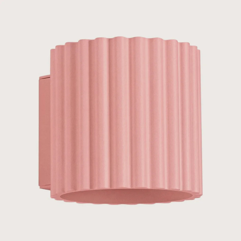 Applique murale cylindre cannelé, coloris rose (1 lumière – G9)