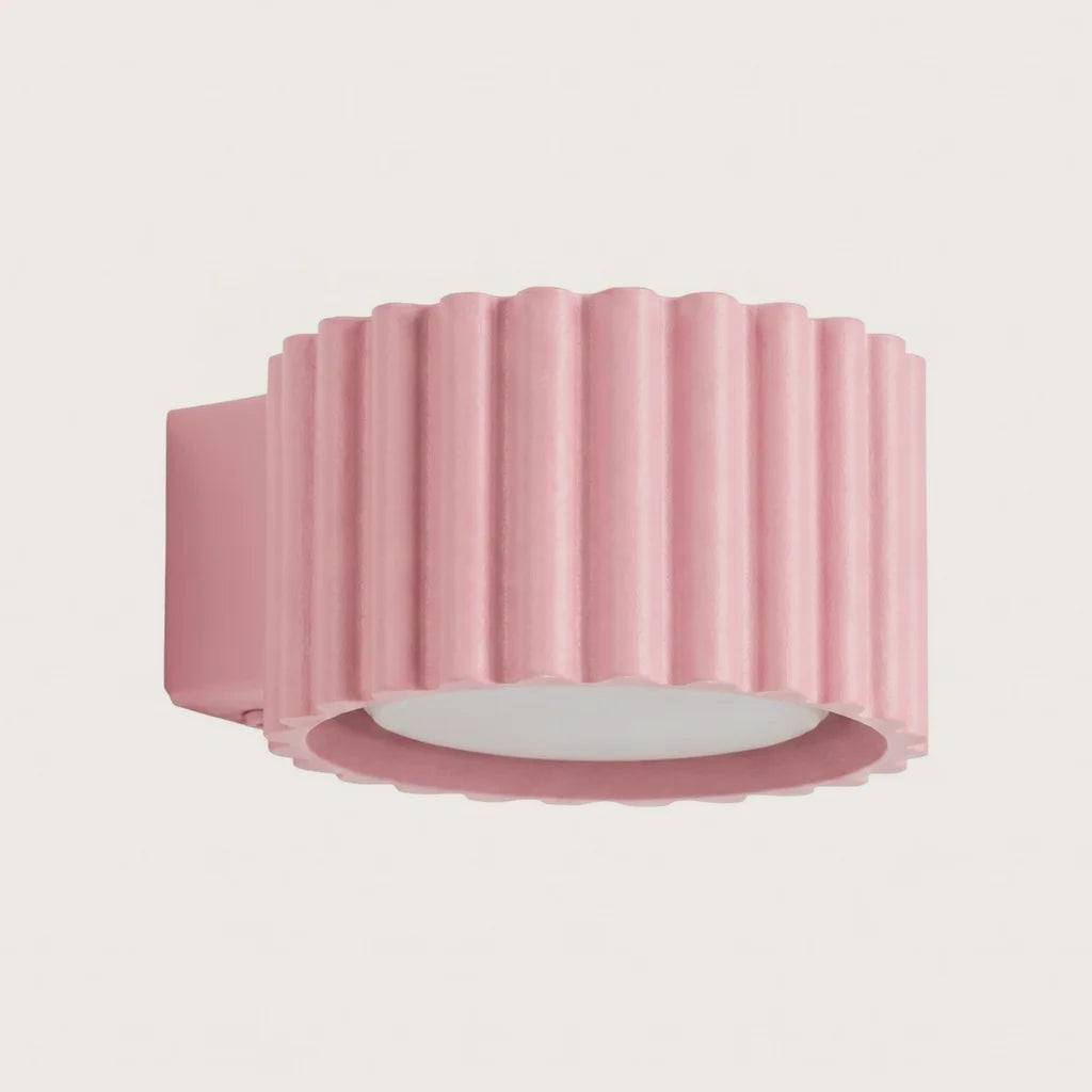 Applique murale cylindre cannelé, coloris rose (1 lumière – GX53)