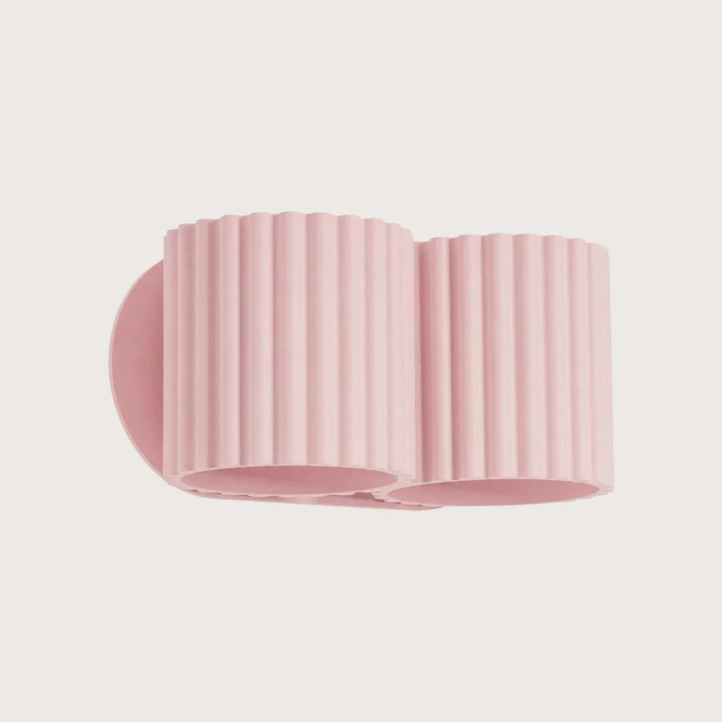 Applique murale cylindre cannelé, coloris rose (2 lumières – G9)