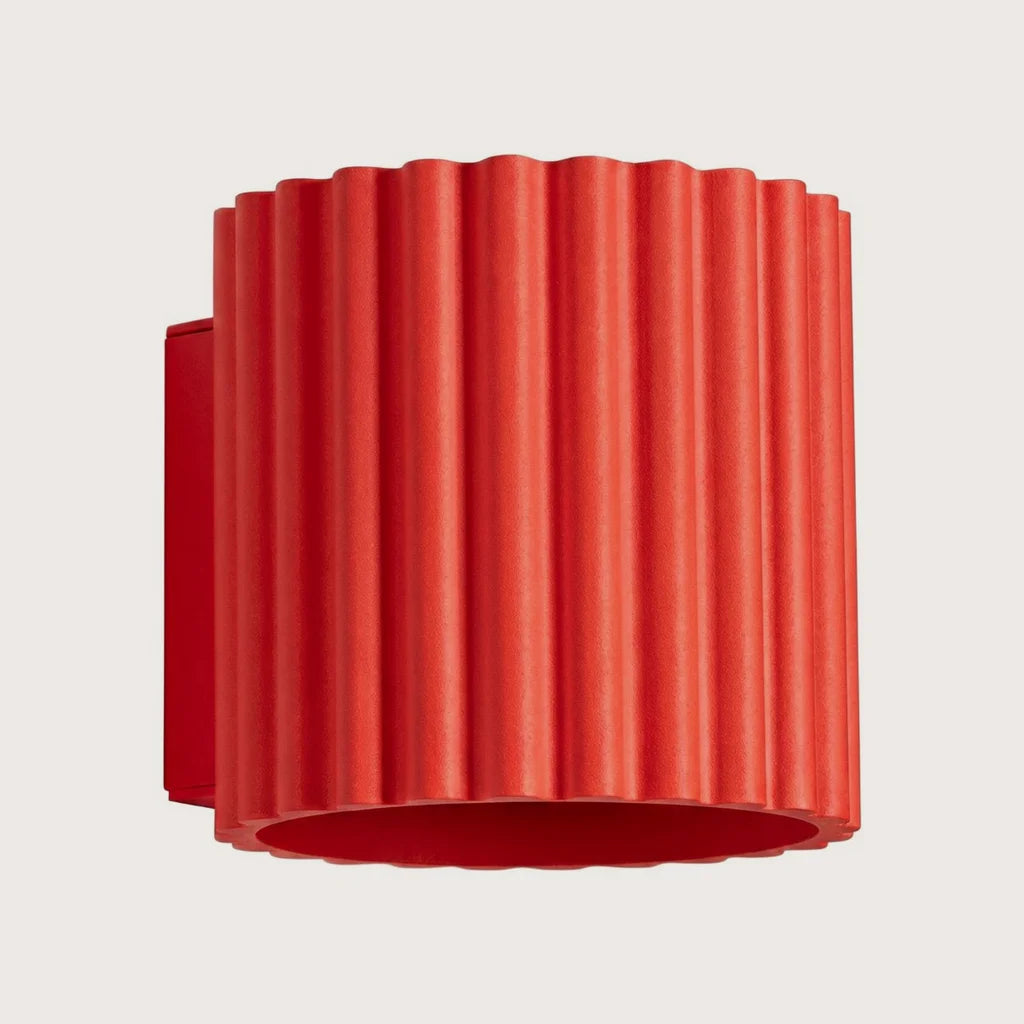 Applique murale cylindre cannelé, coloris rouge (1 lumière – G9)