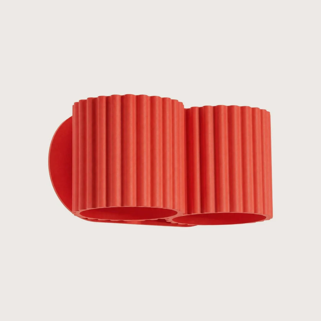 Applique murale cylindre cannelé, coloris rouge (2 lumières – G9)