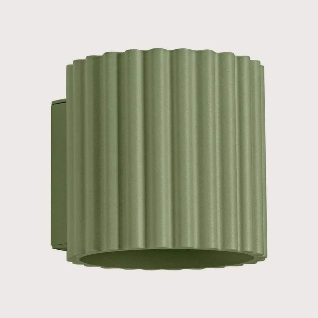 Applique murale cylindre cannelé, coloris sauge (1 lumière – G9)