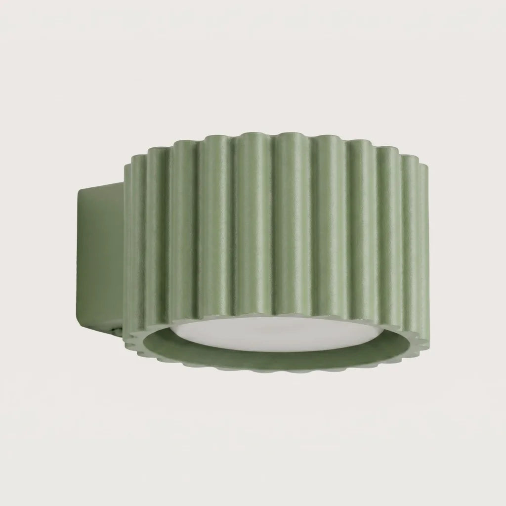 Applique murale cylindre cannelé, coloris sauge (1 lumière – GX53)