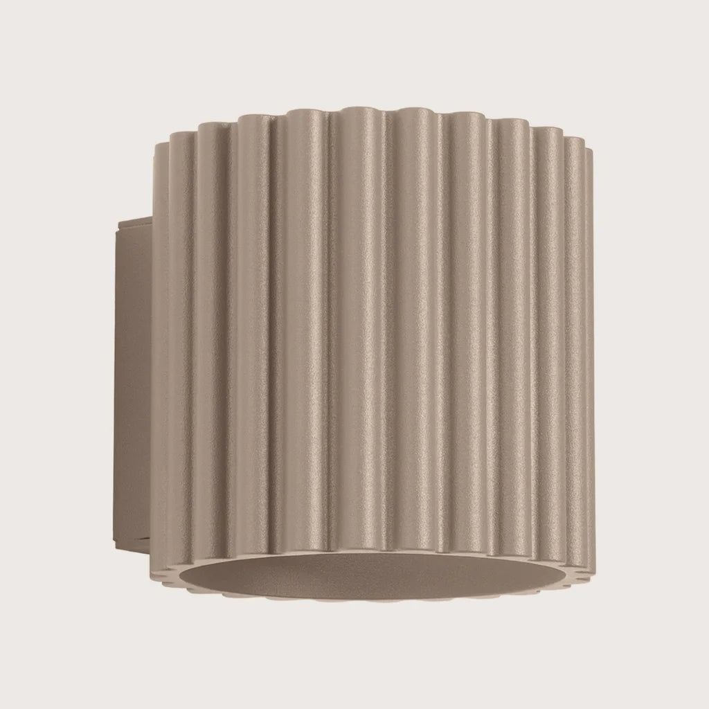 Applique murale cylindre cannelé, coloris taupe (1 lumière – G9)