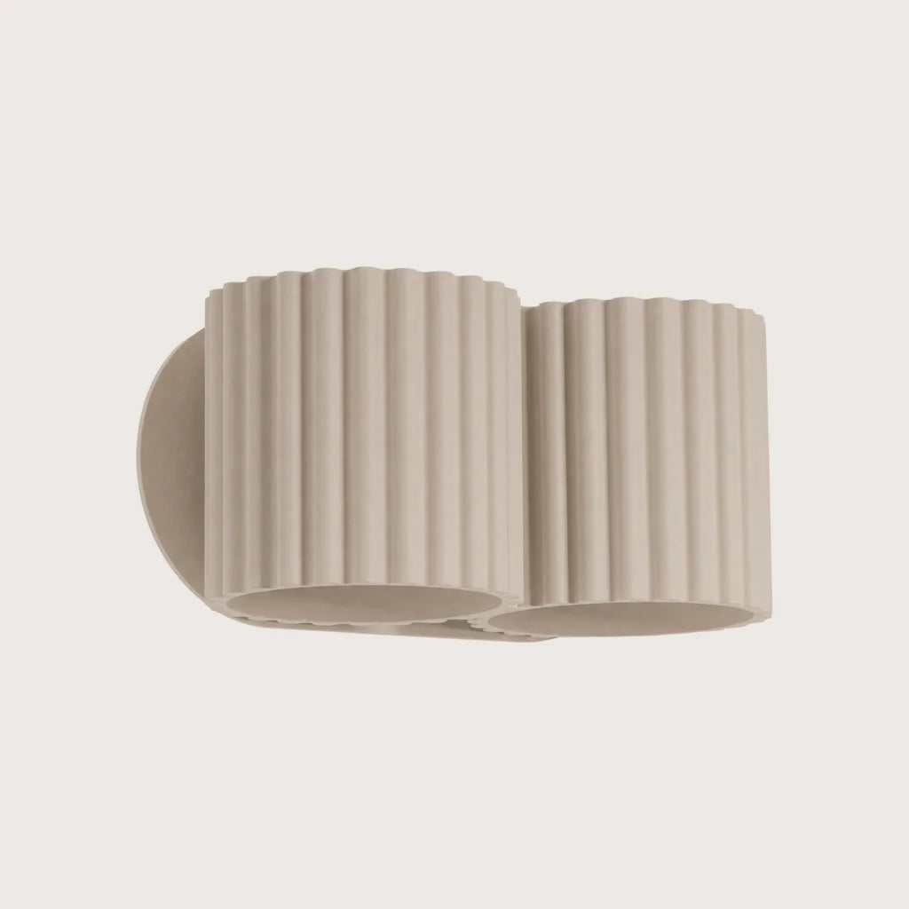 Applique murale cylindre cannelé, coloris taupe (2 lumières – G9)