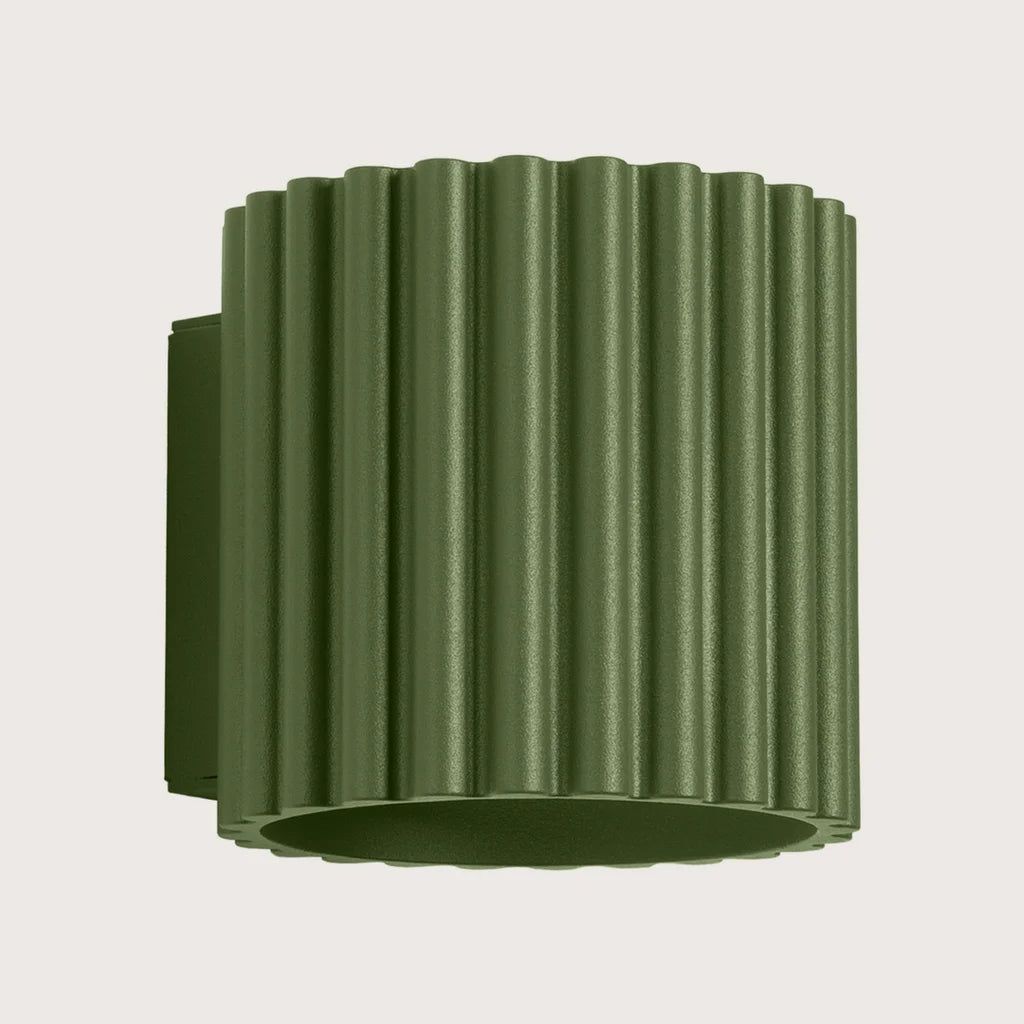 Applique murale cylindre cannelé, coloris vert olive (1 lumière – G9)