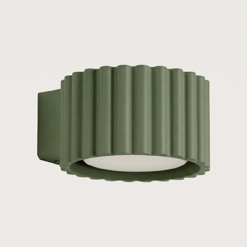 Applique murale cylindre cannelé, coloris vert olive (1 lumière – GX53)