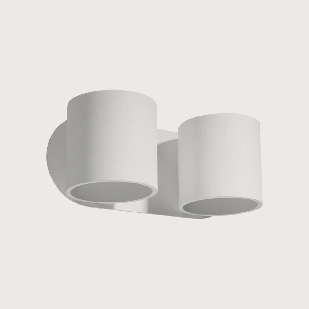Applique murale cylindre haut et bas, coloris blanc (2 lumières – aluminium)