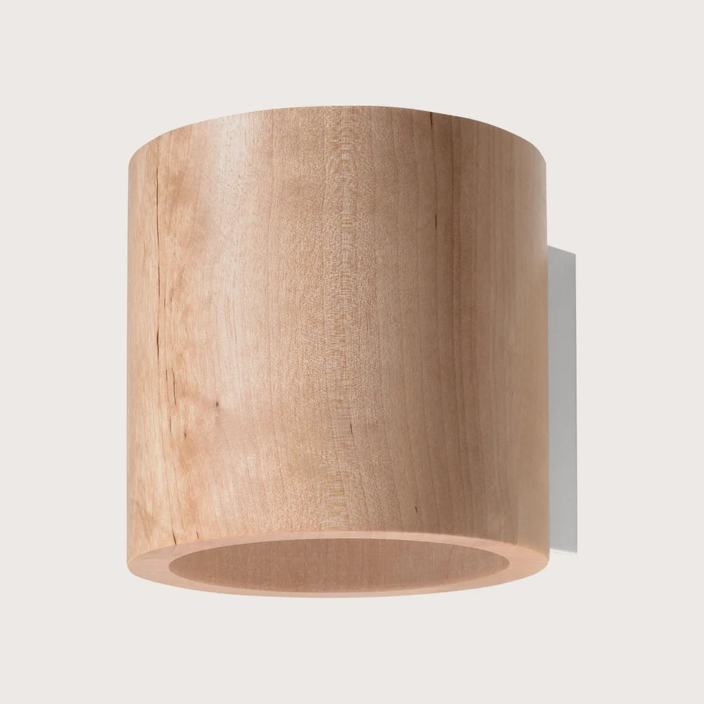Applique murale cylindre haut et bas, coloris bois naturel (1 lumière – bois)